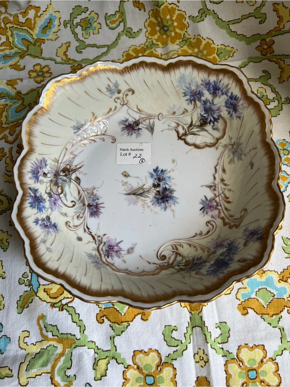 Vintage Porcelain Nymphenburg Scalloped Floral Decorative Bowl
